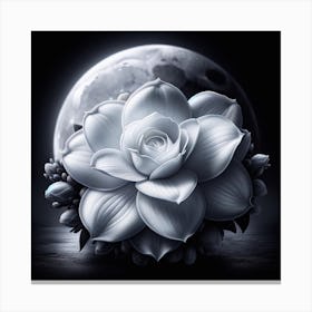 White Flower On The Moon Canvas Print