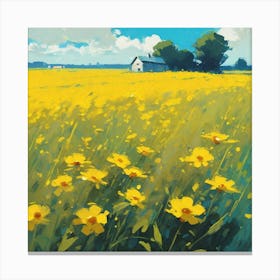 Field Of Yellow Flowers 18 Canvas Print