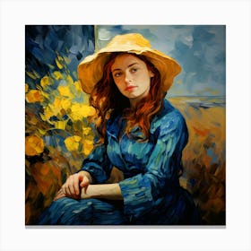 Art Of Woman In The Style Of Van Gogh 5 Canvas Print