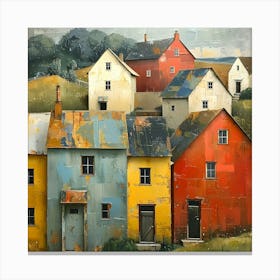 Houses On The Hill, Abstract Expressionism, Minimalism, and Neo-Dada Canvas Print