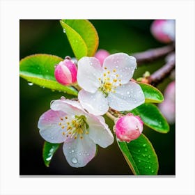 Blooming Pear Tree In Spring Close Shot Showcasing The Intricate Arrangement Of Small Blush Toned B (1) Canvas Print