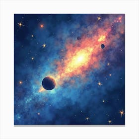 Celestial Watercolor Art With Glowing Cosmic Stars 1 Canvas Print