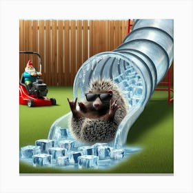 Hedgehog In A Slide Canvas Print