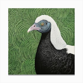 Ohara Koson Inspired Bird Painting Turkey 2 Square Canvas Print