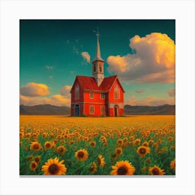 Sunflowers In The Field 1 Canvas Print