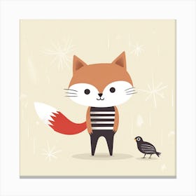 Fox And Bird Canvas Print