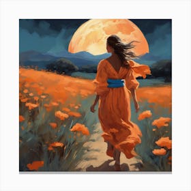 Dancing Under The Moon A Phoenician Inspired Painting Of Graceful Movement (3) Canvas Print