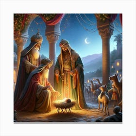 Three Kings & Baby Jesus Canvas Print