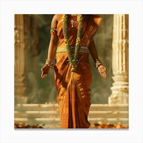 Hindu Woman In Sari Canvas Print