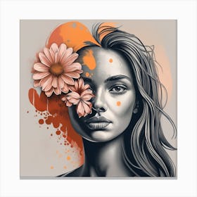 Abstract Of A Woman With Flowers Canvas Print