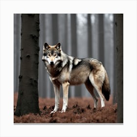Wolf In The Forest 13 Canvas Print