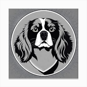 King Charles Spaniel,  Black and white illustration, Dog drawing, Dog art, Animal illustration, Pet portrait, Realistic dog drawing, puppy Canvas Print