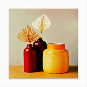 Free photo close up arrangement of modern vases Canvas Print