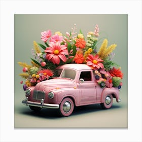 Vintage Car With Flowers Canvas Print