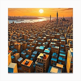 Istanbul, Turkey Cubism Style Canvas Print