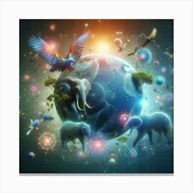 Elephants In Space Canvas Print