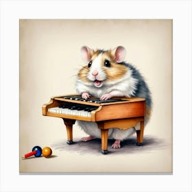 Hamster Playing Piano 9 Canvas Print