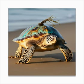 Turtle On The Beach Canvas Print