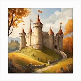 Medieval Castle Painting (9) Canvas Print