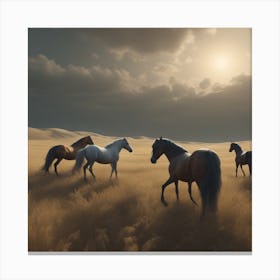 Horses In The Desert Canvas Print