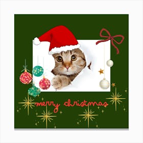 Merry Christmas Cat Canvas Print