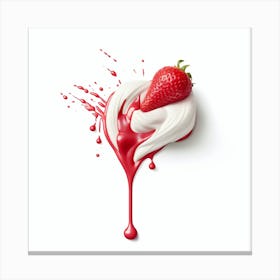 Strawbery And Cream Art By Csaba Fikker 022 Canvas Print