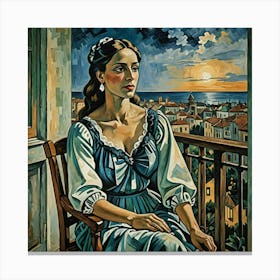 Woman On A Balcony Canvas Print