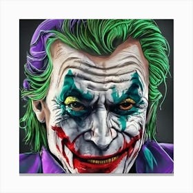 Iconic Portrayal Of The Joker With His Signature Menacing Smile Canvas Print