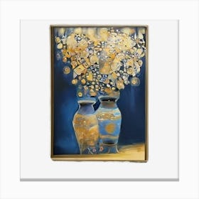 Gold And Blue Vases Canvas Print