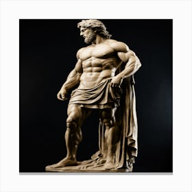 A Statue From A Muscular Greek God Statue With A W Canvas Print