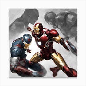 Iron Man And Captain America Canvas Print