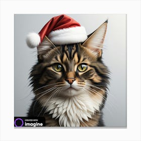 Santa Hat Christmas Cat Canvas Print