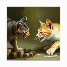 Two Cats Fighting Canvas Print