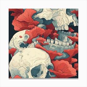 Skulls And Flowers Canvas Print