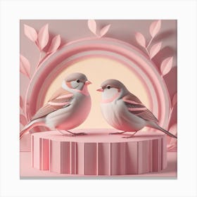 Firefly A Modern Illustration Of 2 Beautiful Sparrows Together In Neutral Colors Of Taupe, Gray, Tan (66) Canvas Print
