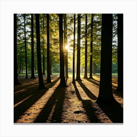 Shadow Of Trees In The Forest Canvas Print