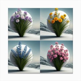 Flowers In The Snow 3 Canvas Print