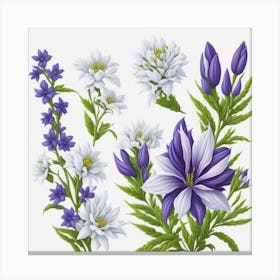 Columbine Flowers myluckycharm Canvas Print