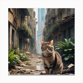 Cat In The City Canvas Print