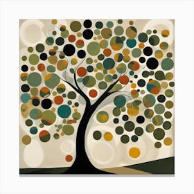 Contemporary Abstract Landscape Of A Tree Where The Leaves Are Represented By Circles 1 Upscaled Upscaled Canvas Print