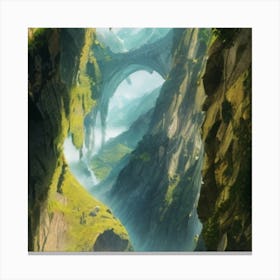 Serene Cliff A Fantasy Landscape With Towering Mountains 1 Canvas Print