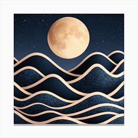 Moon And Waves 45 Canvas Print