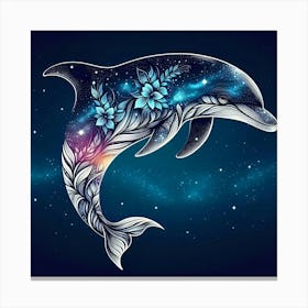 Dolphin With Flowers Canvas Print