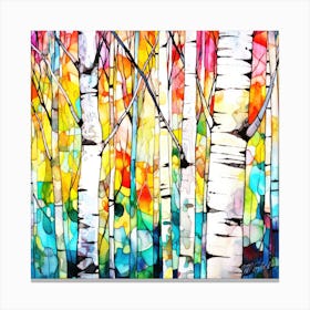 Birch Trees In Color - Birch Forest Canvas Print