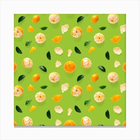 Seamless Pattern With Oranges And Leaves Canvas Print