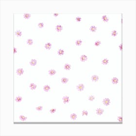 Pink Flowers On A White Background Canvas Print
