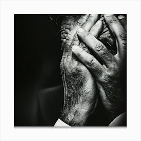 Black And White Portrait Of A Sad Man Canvas Print