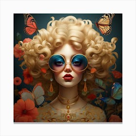 Beautiful Woman With Butterfly Wings Canvas Print