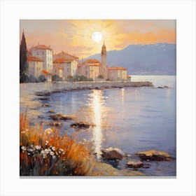 Golden Riviera Reflections: Impressionist Bliss 1 Canvas Print