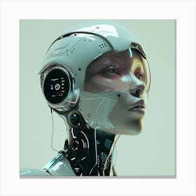 Robot - Artificial Intelligence Futuristic Woman Robot Head Canvas Print